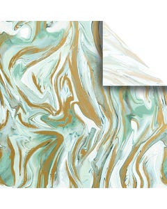 Marbleized Mint Green & Gold Tissue Paper Ream - 20" x 30" (240 Sheets)