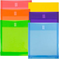 Assorted Plastic Envelopes - Letter Open End 9 3/4 x 11 3/4 - Pack of 6