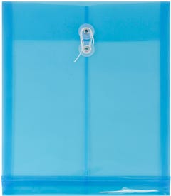 Blue Letter Open End Plastic Envelopes (9 3/4 x 13) with Button & String