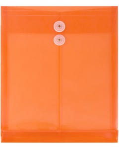 Orange Button & String Plastic Envelope - Letter Open End 9 3/4 x 13