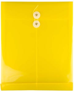 9 3/4 x 11 3/4 Open End Plastic Envelope w/Button & String - Yellow
