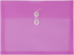 Lavender Purple Button & String Plastic Envelope - Letter Booklet 9 3/4 x 13