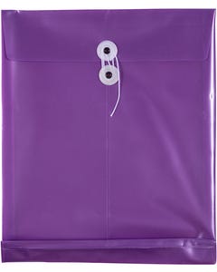 Purple Pearl Button & String Plastic Envelope - Letter Open End 9 3/4 x 13