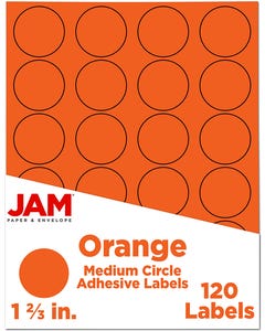 Orange 1 2/3 inch Circle 120 labels per Pack