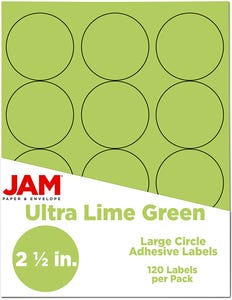 Ultra Lime Green Round Labels - Medium 2 1/2 Inch - 120 Pack