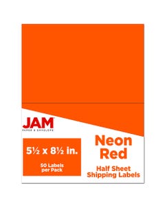 Neon Red 5 1/2 x 8 1/2 Shipping Labels 50 labels per Pack