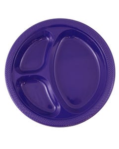 Purple 3 Compartment Plastic Plates