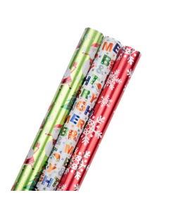 Frosted Holidays Wrapping Paper Set - 75 Sq Ft - 3 Rolls