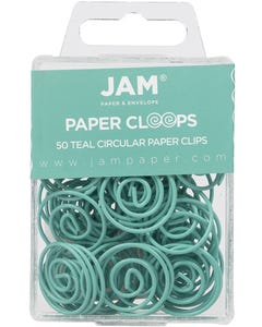 Teal Circular Shape Paper Clips - Pack of 50