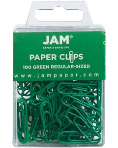 Green Regular Paper Clips - Pack of 100