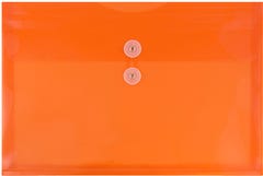 Bright Orange Button & String Plastic Envelope - Letter Booklet 9 3/4 x 13