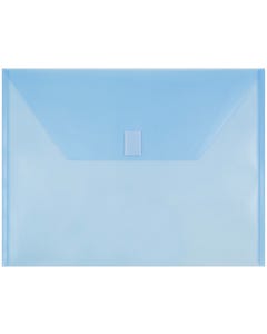 Blue Hook and Loop Closure Plastic Envelope - Letter Booklet 9 3/4 x 13