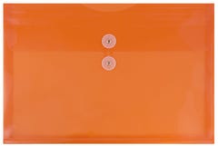 Orange Legal Open End Plastic Envelopes (9 3/4 x 14 1/2) with Button & String