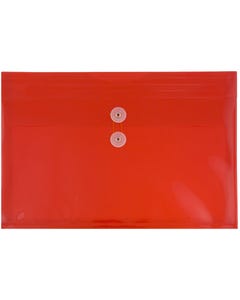 9 3/4 x 14 1/2 Booklet Plastic Envelope w/Button & String - Red