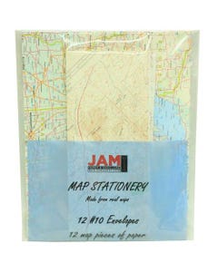 #10 (8 1/2 x 11) Stationery Set - Map - Pack of 12