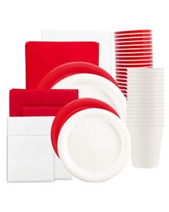 Red & White Party Supply Pack - Pack of 160