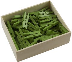 Green Medium 1 1/8 Inch Wood Clips - Pack of 50