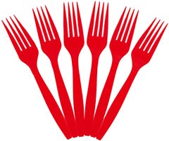 Red Plastic Forks - 100 Pack