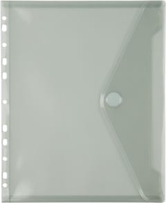 Smoke Gray Hook and Loop Closure Plastic Envelope - Letter Booklet 9 1/2 x 11 1/2 with 3 Hole Punch