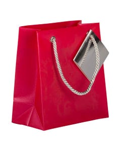 Red Opaque Shopping Small 5 3/4 x 5 3/4 x 2 1/2 Gift Bag