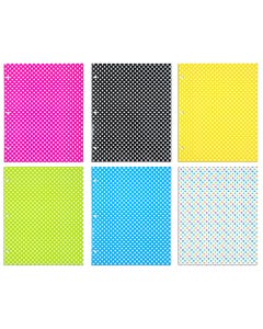 Assorted Polka Dot Glossy 3 Hole Punch Design Folders