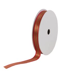 Red & Green Stripe 1/2 inch 3 Yard Ribbon