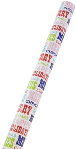 Colorful Typographic "Merry Christmas" Wrapping Paper (25 Sq Ft)