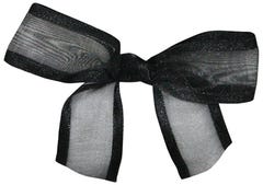 Black Sheer Twist Tie Bows - 7/8 Inch - 100 Pack