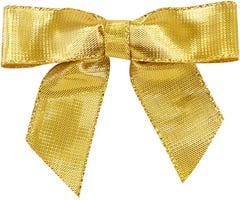 Gold Lame 7/8 Inch Twist Tie Bows - 100 Pack