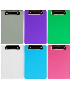 6 x 9 Plastic Clipboards (Pack of 6) - Multicolor