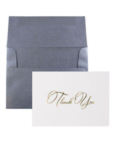 Anthracite & Gold Script Thank You Card Set