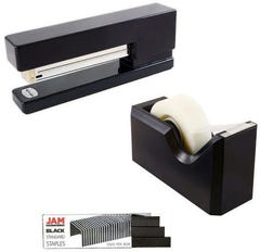 Black Office Set (Stapler, Tape Dispenser, and Staples)