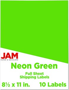 Neon Green Full Sheet Shipping Labels - 8 1/2 x 11 - 10 Pack