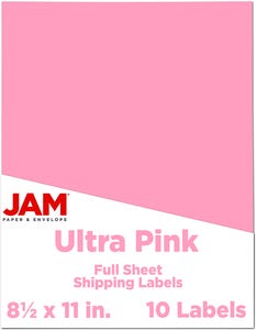 Ultra Pink 8 1/2 x 11 Full Sheet Shipping Labels - 10 Pack