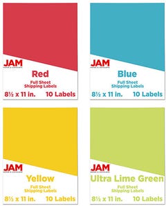Assorted 8 1/2 x 11 Full Sheet Shipping Labels - 40 Pack