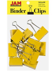 Yellow Large 41mm Binder Clips - Pack of 12