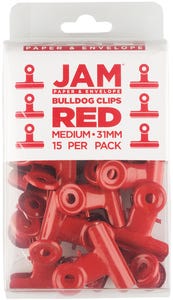 Red Medium 31mm Bulldog Clips - Pack of 15