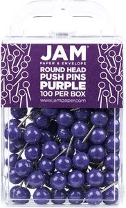 Purple Round Pushpins - Pack of 100