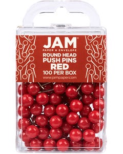Red Round Pushpins - Pack of 100