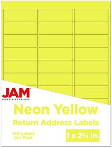 Neon Yellow Return Address Labels - 1 x 2 5/8 - 120 Pack