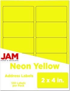 Neon Yellow Address Labels - 2 x 4 - 120 Pack