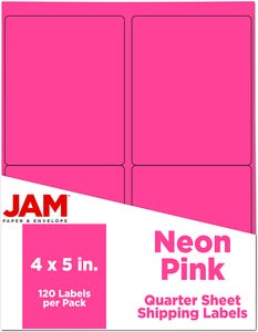 Neon Pink 4 x 5 Shipping Labels - 120 Pack