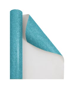 Aqua Blue Glitter Wrapping Paper - 25 Sq Ft