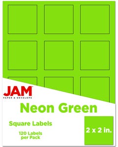 Neon Green 2 x 2 Square Labels Pack of 120 Labels