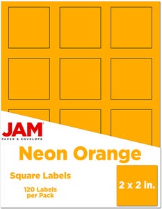 Neon Orange Square Labels - 2 x 2 - 120 Pack