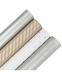 Silver Assorted Christmas Wrapping Paper Set