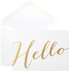 Gold Scripted 'Hello' Thank You Card Set - Pack of 10