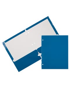 Blue Glossy 3 Hole Punch Folders