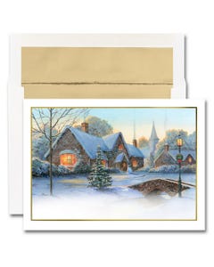 Yuletide Glow Christmas Card Set - 25 Blank Cards & Envelopes
