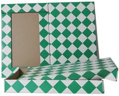 Green and White Diamond Gift Boxes - 9.5 x 15 x 2